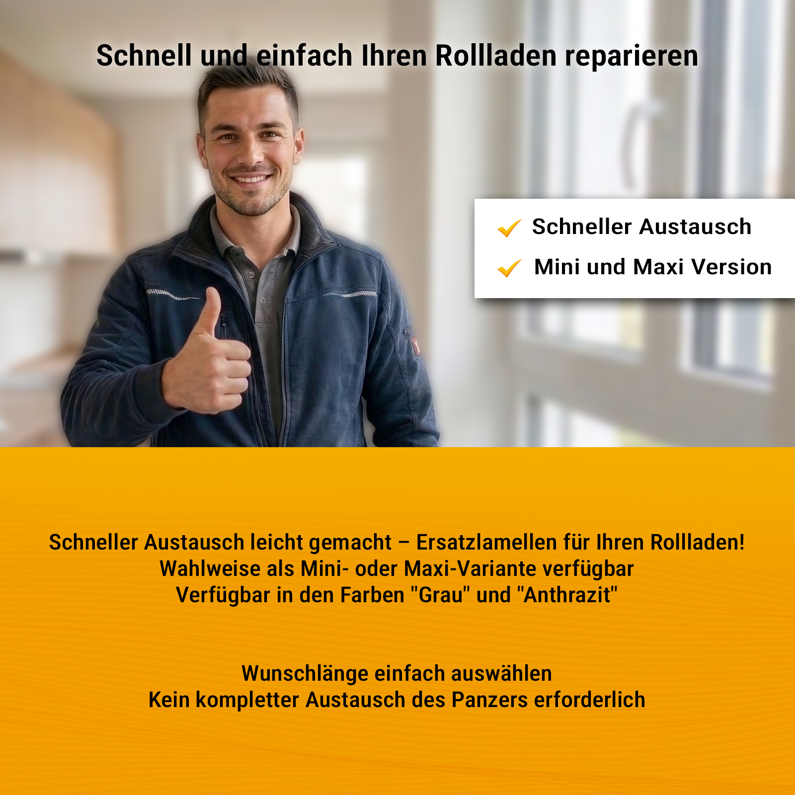 1x Rolladen Lamelle aus Aluminium in Grau, 52mm Deckbreite, 980mm Länge