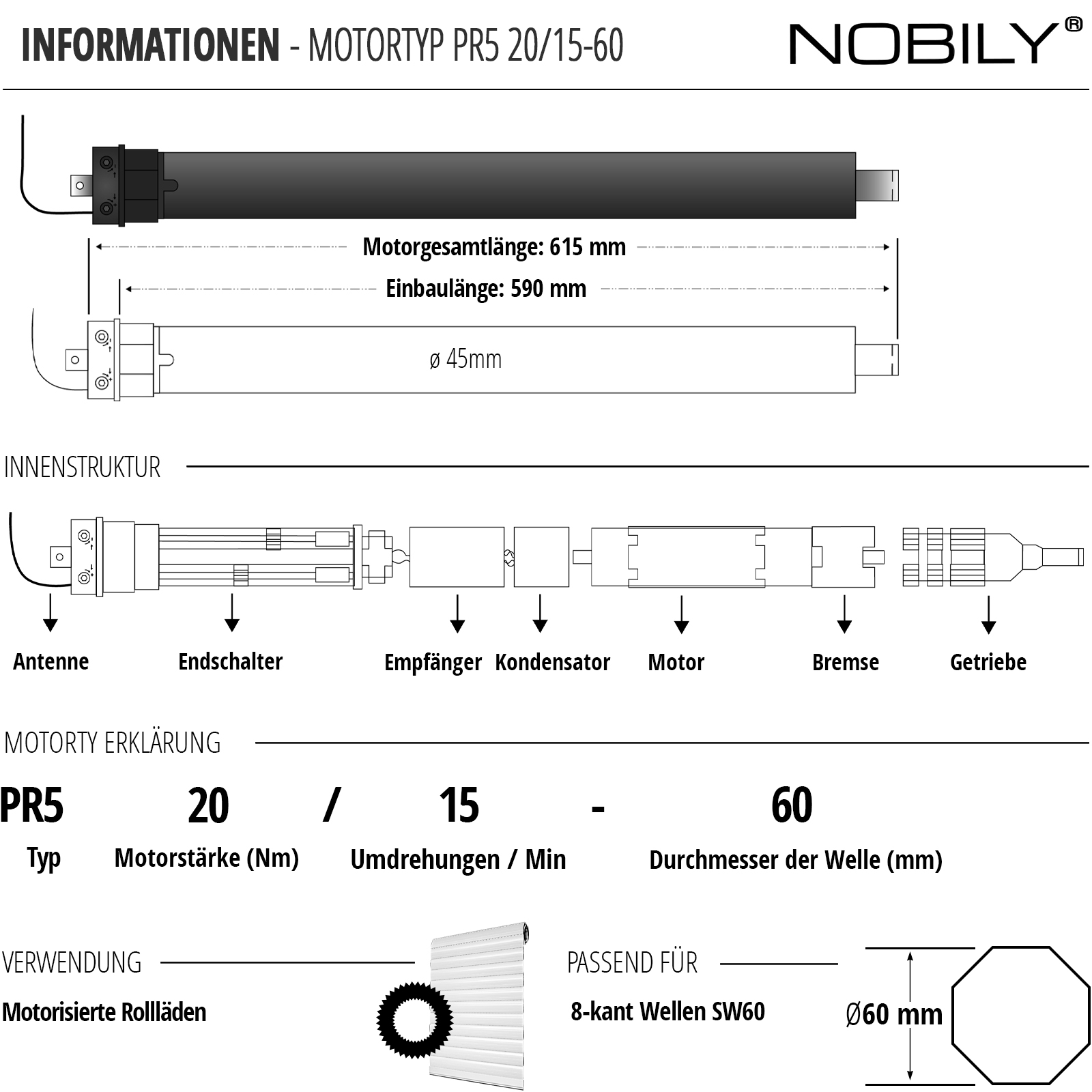 Nobily Rolladenmotor PR5 20NM