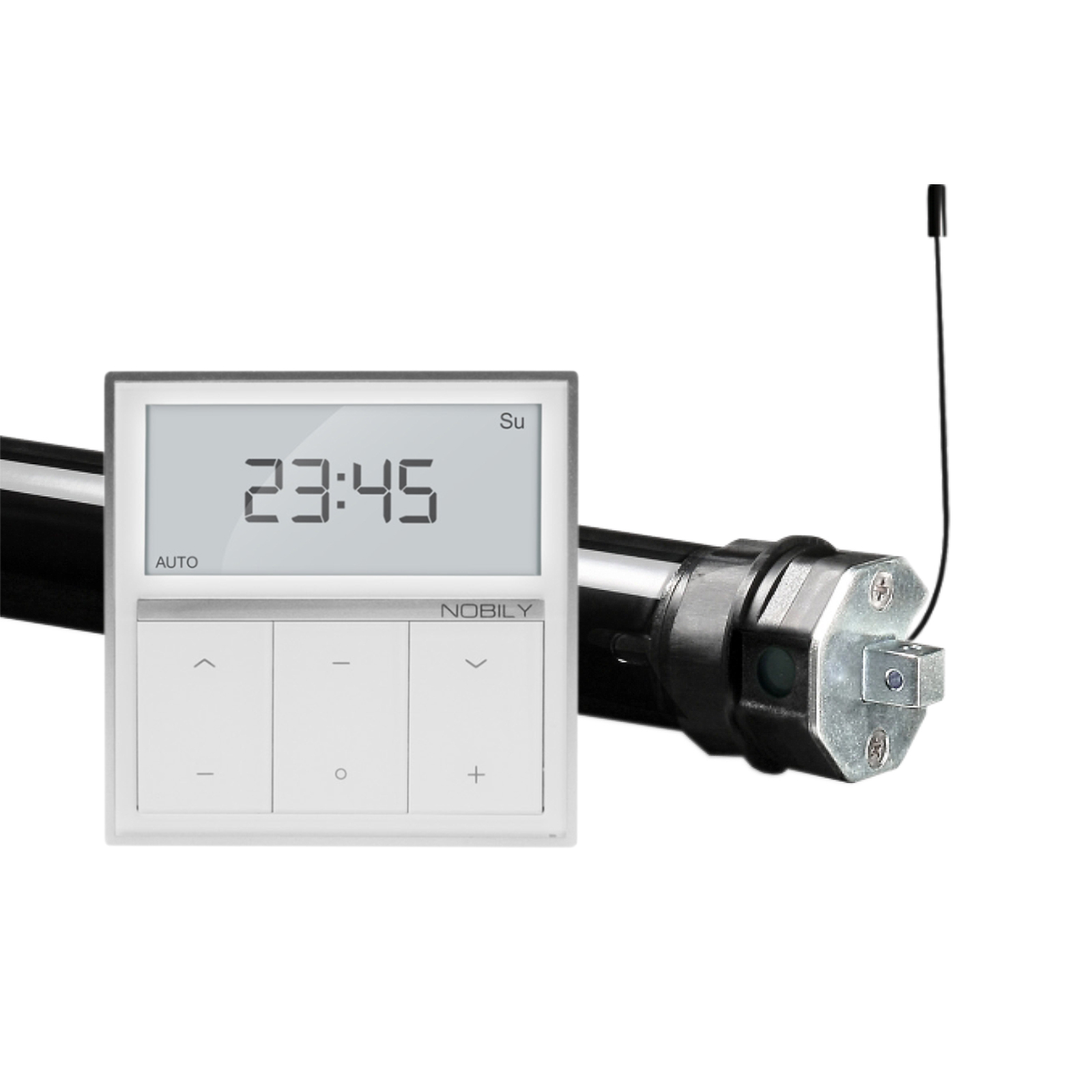 NOBILY Komplettset inkl. Funk-Rollladenmotor PRE4, Funk-Wandsender Timer Exquisit u. Rollladenwelle 100cm Zugkraft 13Nm / 36kg SW40