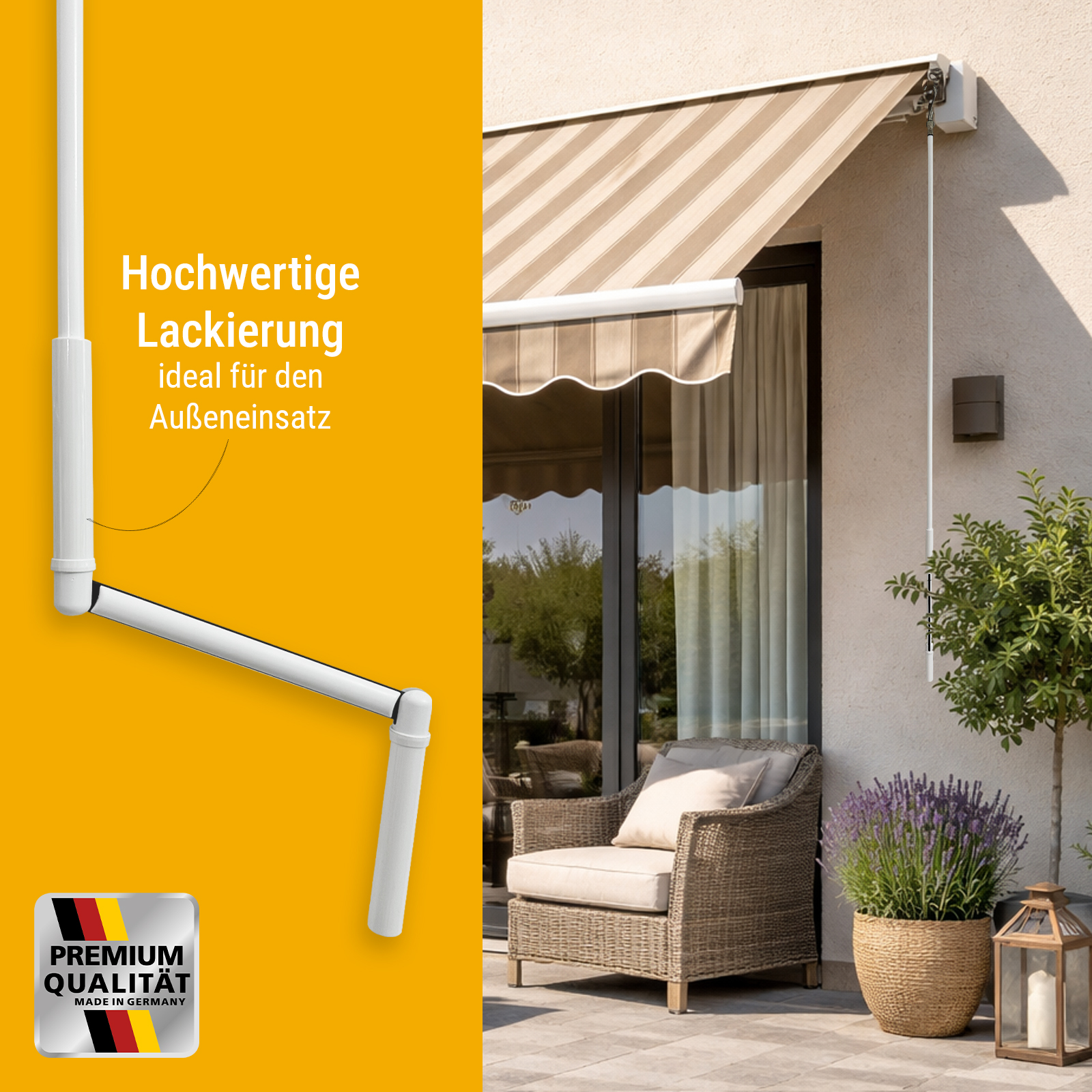 Handkurbel mit Haken, Länge 1400 mm, weiß, für Rollladen und Markisen