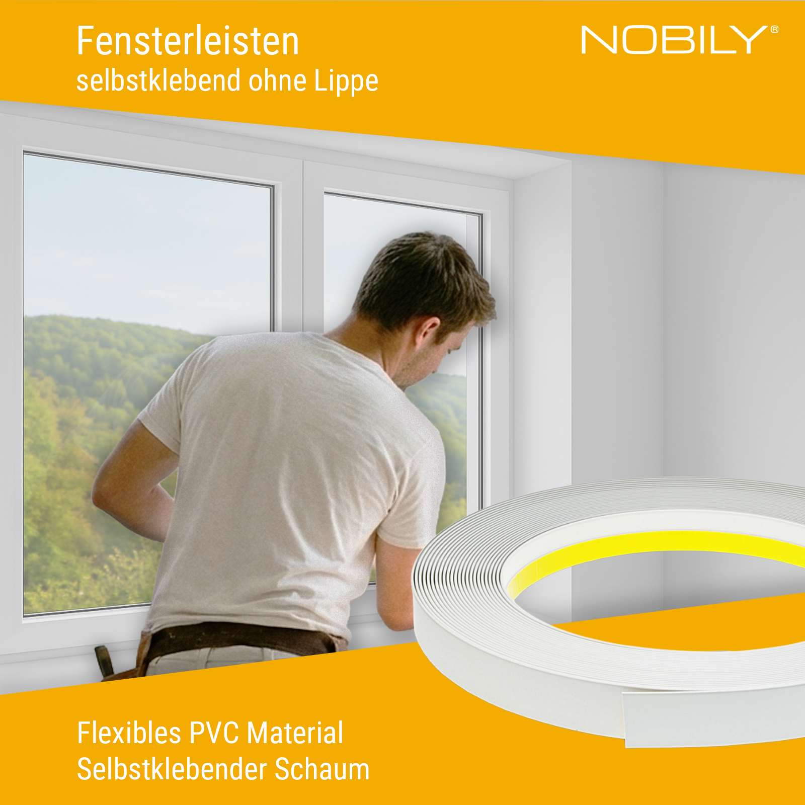 20mm-80mm Fensterleiste / Flachleiste selbstklebend OHNE Lippe Stärke 1,5mm