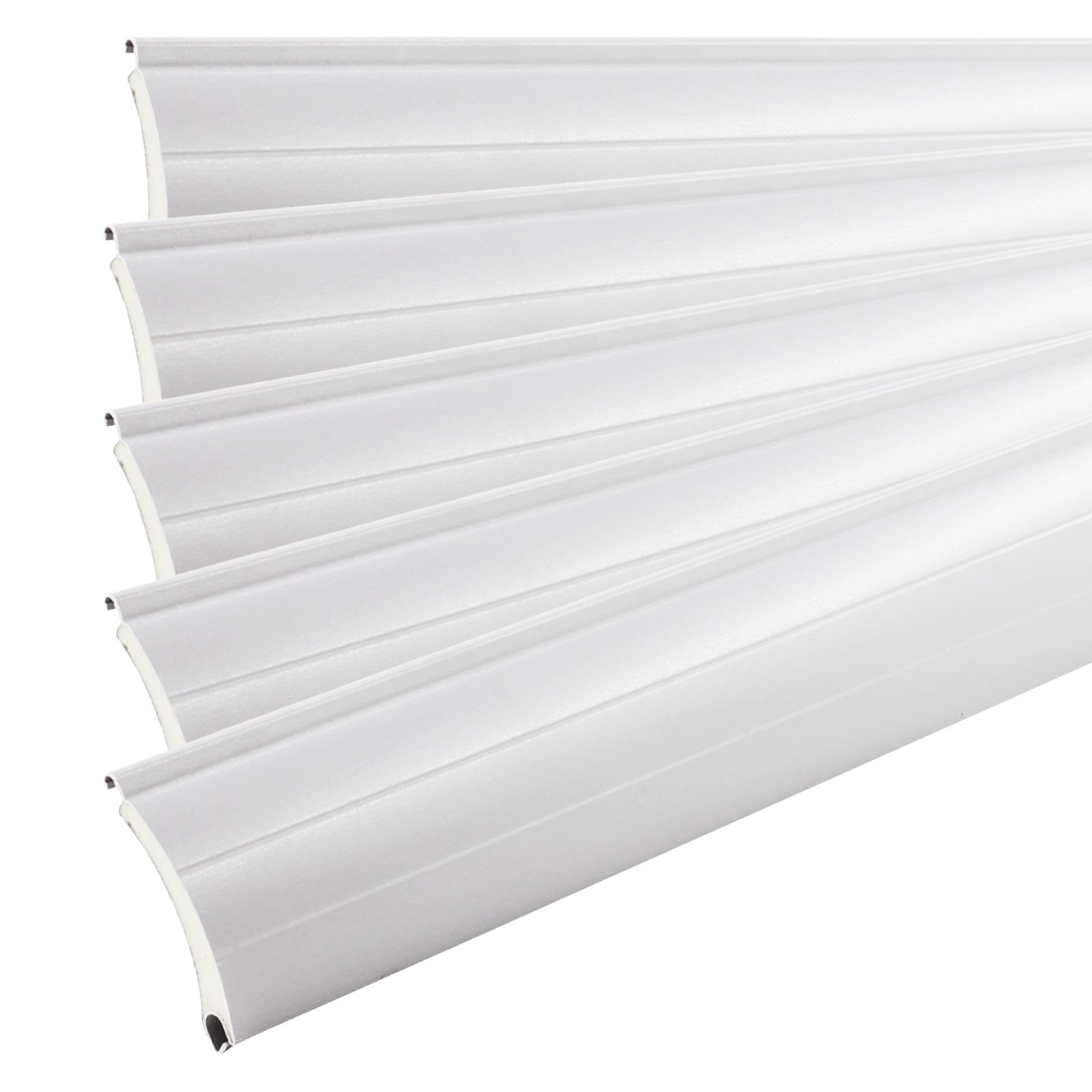 1x Rolladen Lamellen aus Aluminium ohne Lichtschlitze Silber, 52mm Deckbreite, 980mm Länge