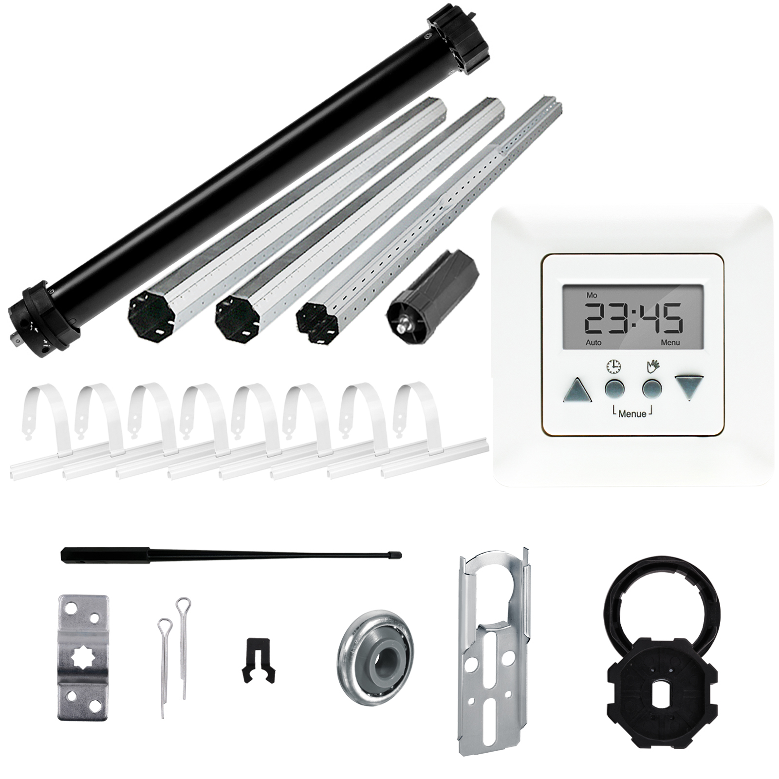 NOBILY Komplettset inkl. Rollladenmotor P5, Zeitschaltuhr Vestamatic Time Control u. Rollladenwelle 275cm Zugkraft 30Nm / 75kg SW60