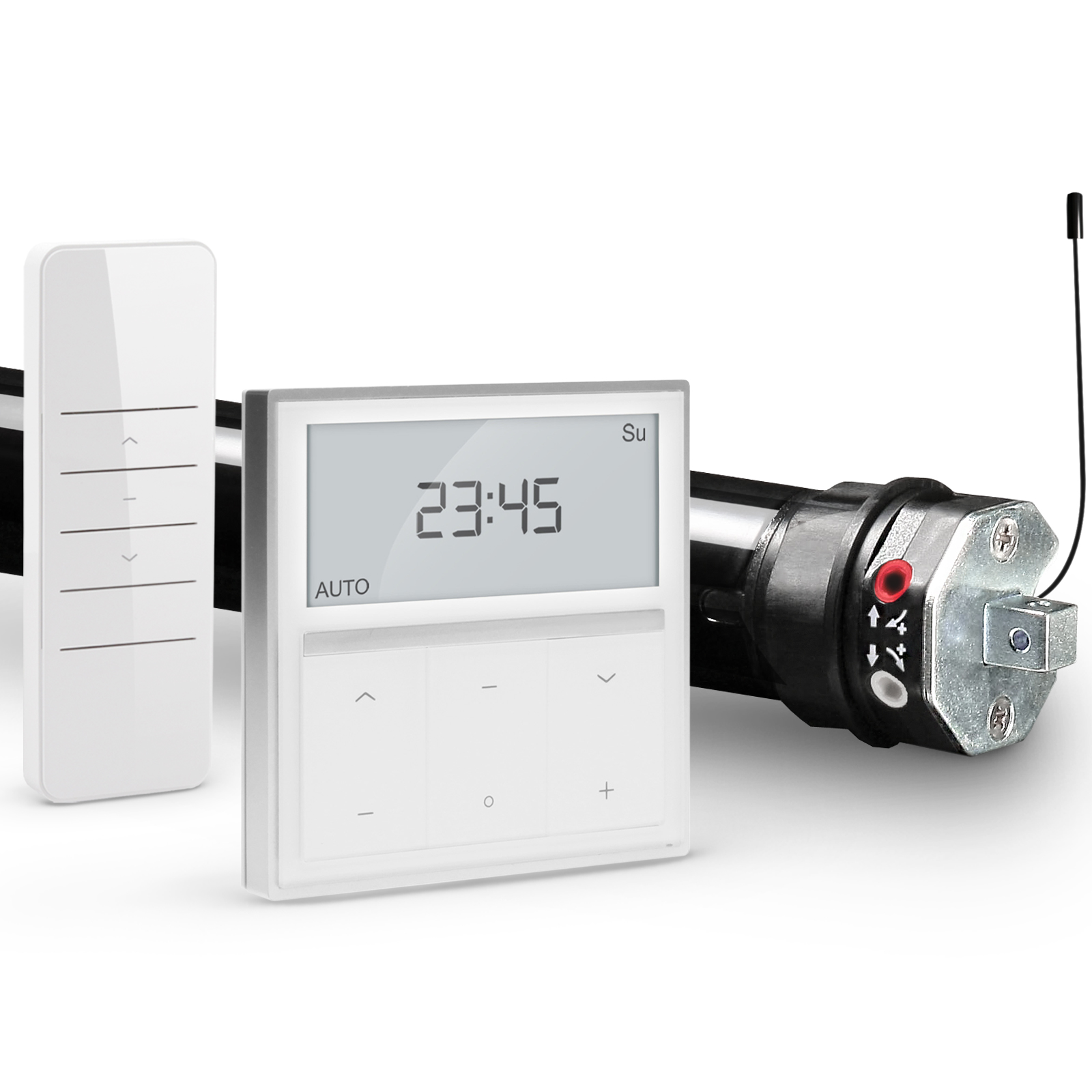 NOBILY Profi-Set inkl. Funk-Rollladenmotor PR4 u. Funk-Wandsender Timer Exquisit Zugkraft 13Nm / 36kg SW40