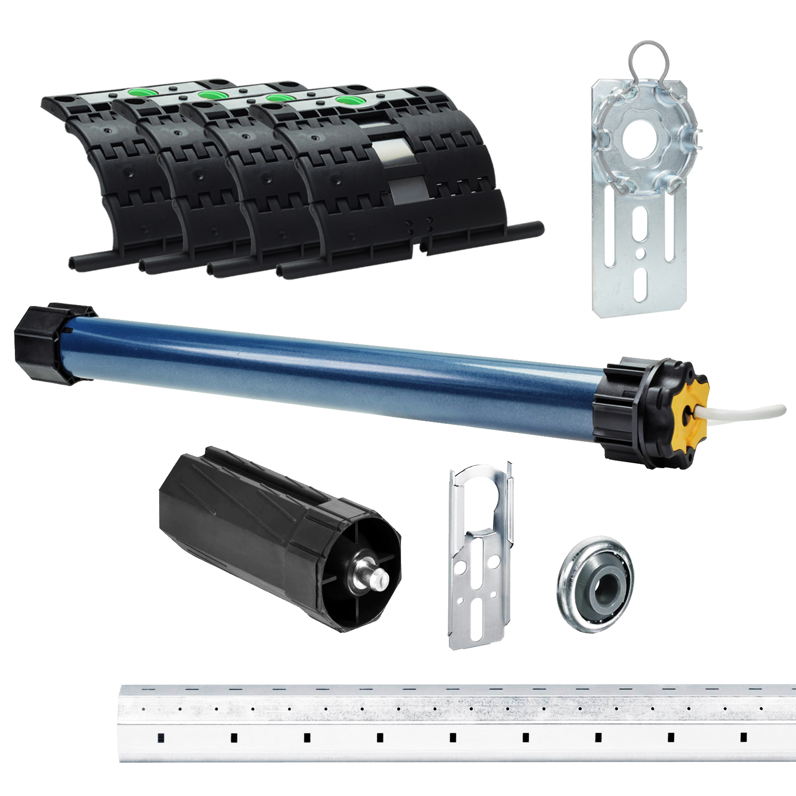 Somfy Set inkl. Rollladenmotor Ilmo 3 50 WT, Rollladenwelle 200cm u. Mechanik Zubehör Zugkraft 15Nm / 32kg SW60