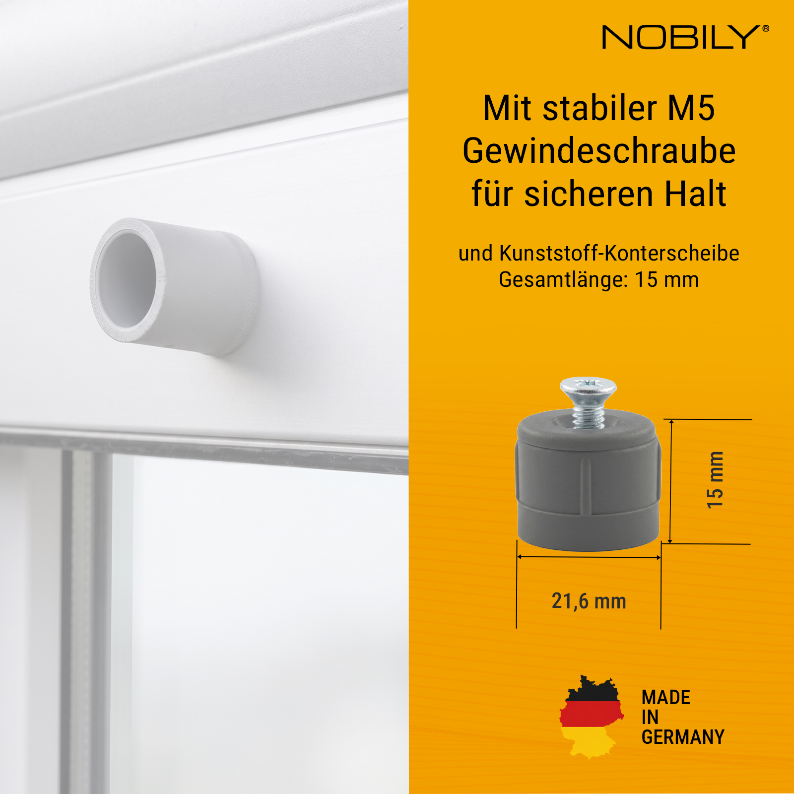 Anschlagstopfen 15mm grau, 2 Stück