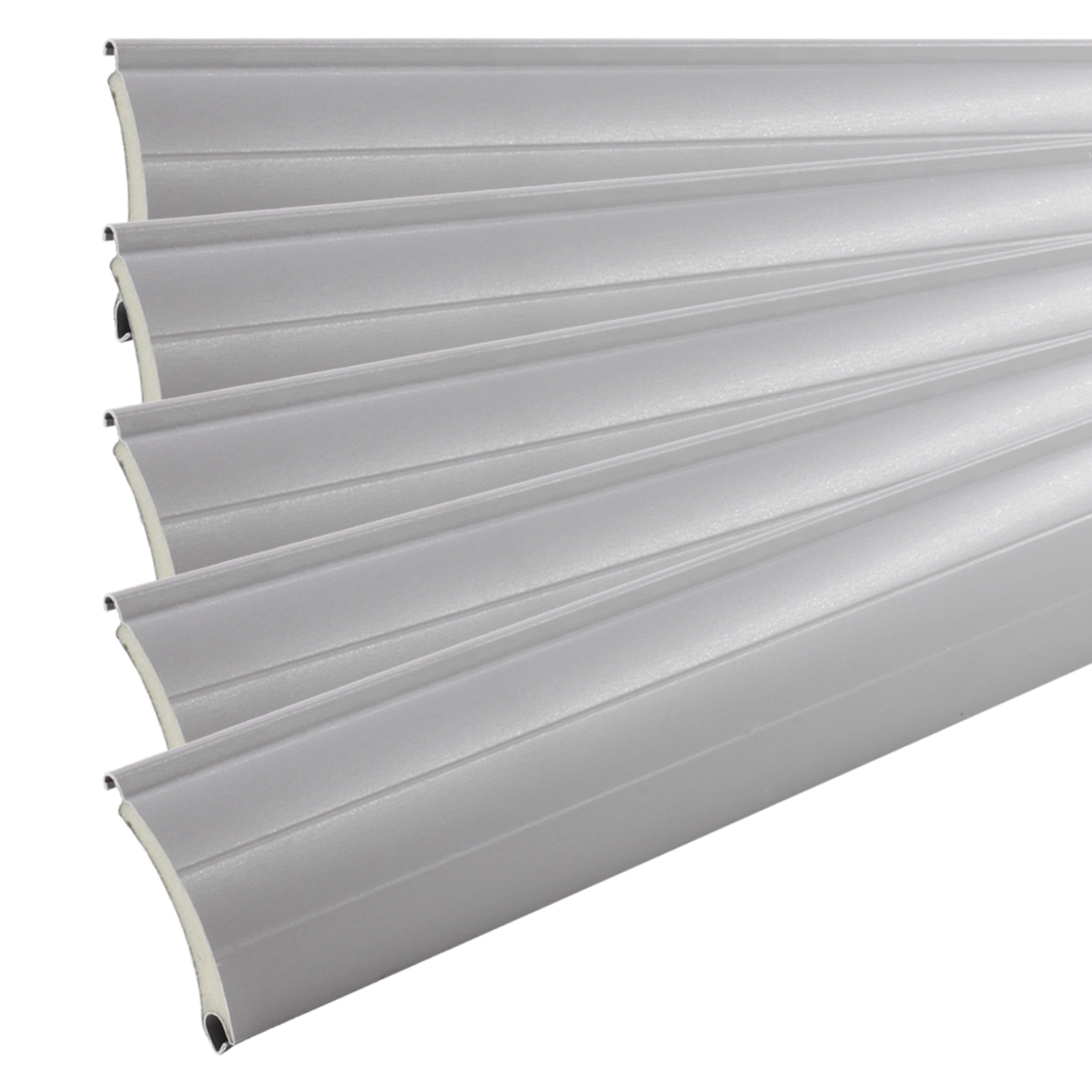 1x Rolladen Lamelle aus Aluminium ohne Lichtschlitze in Grau, 37mm Deckbreite, 980mm Länge