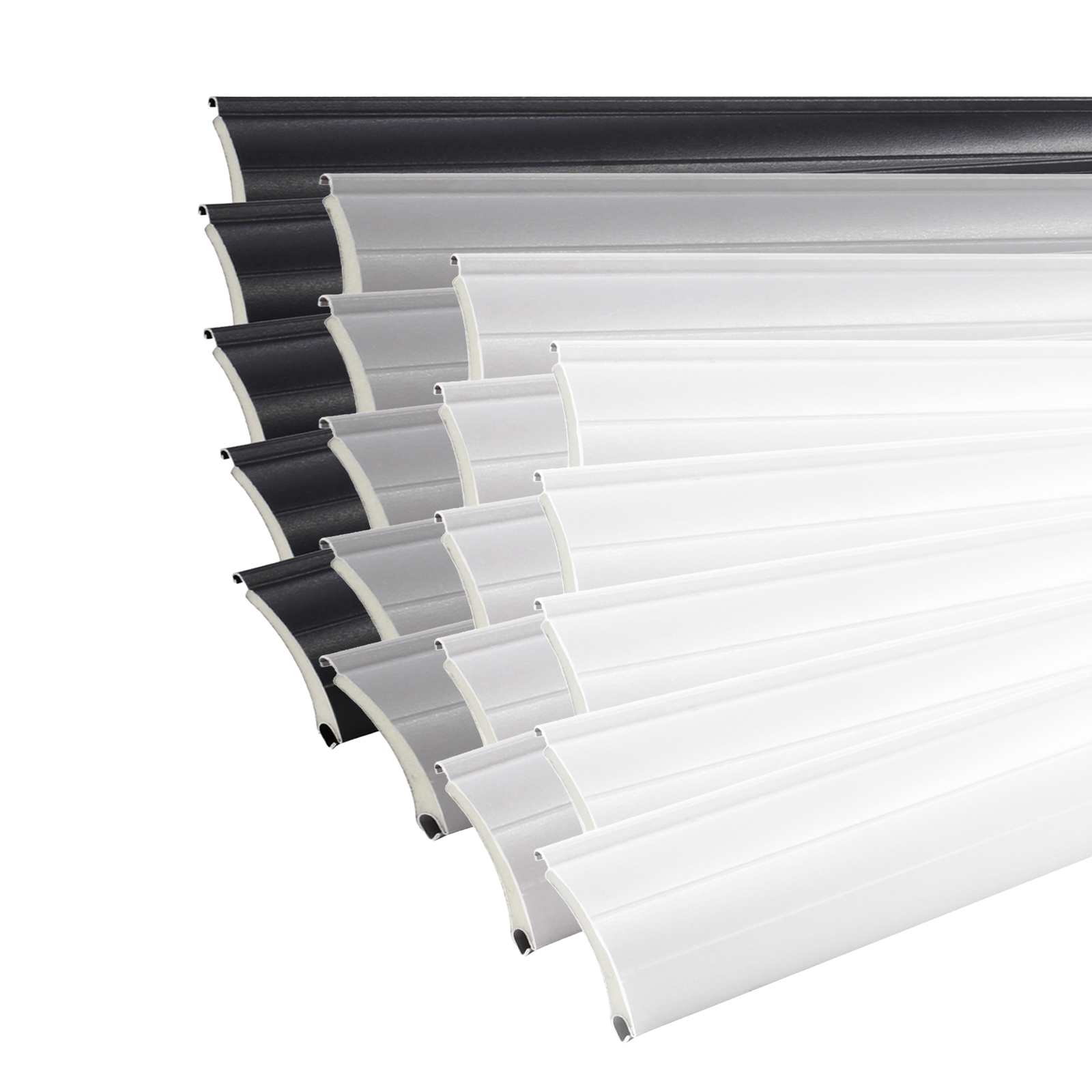Rolladen Lamellen aus Aluminium ohne Lichtschlitze wahlw. in Grau/Anthrazit, 52mm/37mm Deckbreite, 980mm/1150mm/1490mm/1950mm Länge