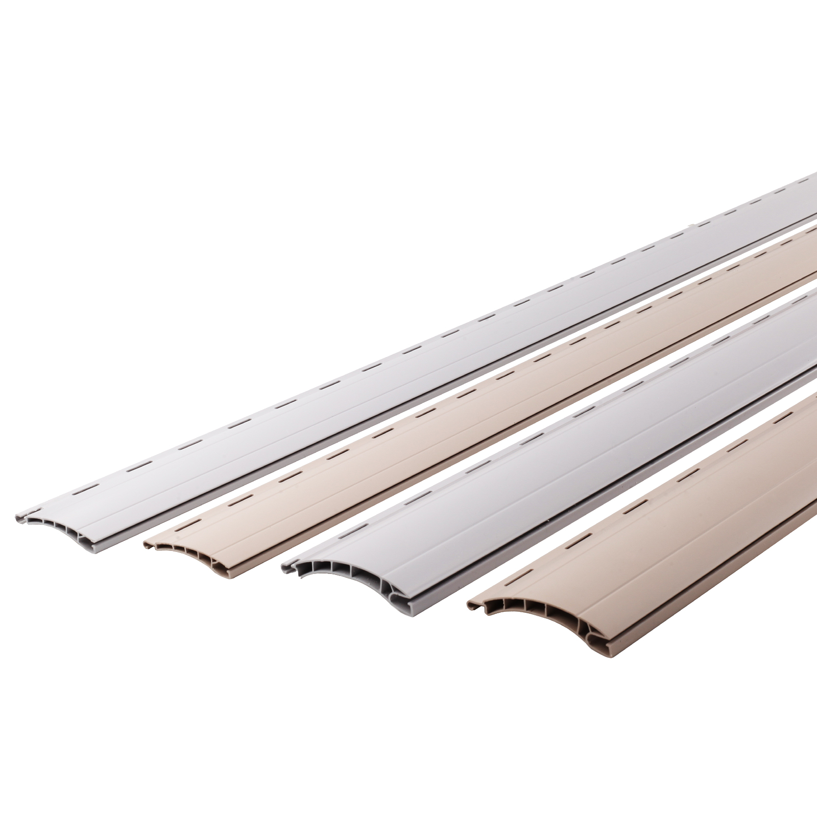 Rolladen Lamellen aus Kunststoff (PVC) wahlw. in Grau/Beige, 52mm/37mm Deckbreite, 980mm/1150mm/1490mm/1950mm Länge