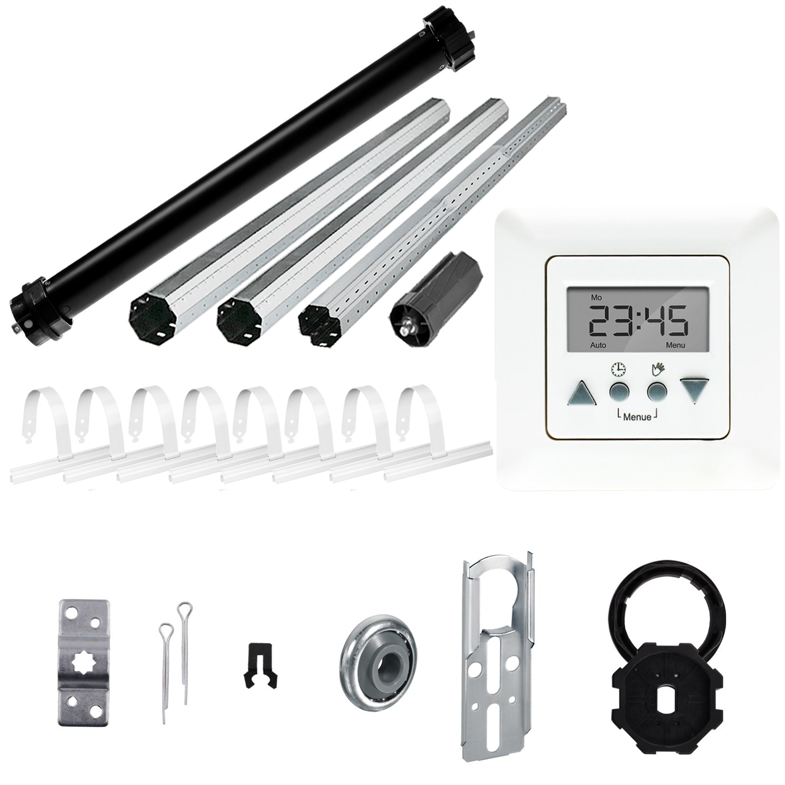 NOBILY Komplettset inkl. Rollladenmotor PE5, Rollladensteuerung Vestamatic Time Control u. Rollladenwelle 275cm Zugkraft 30Nm / 75kg SW60