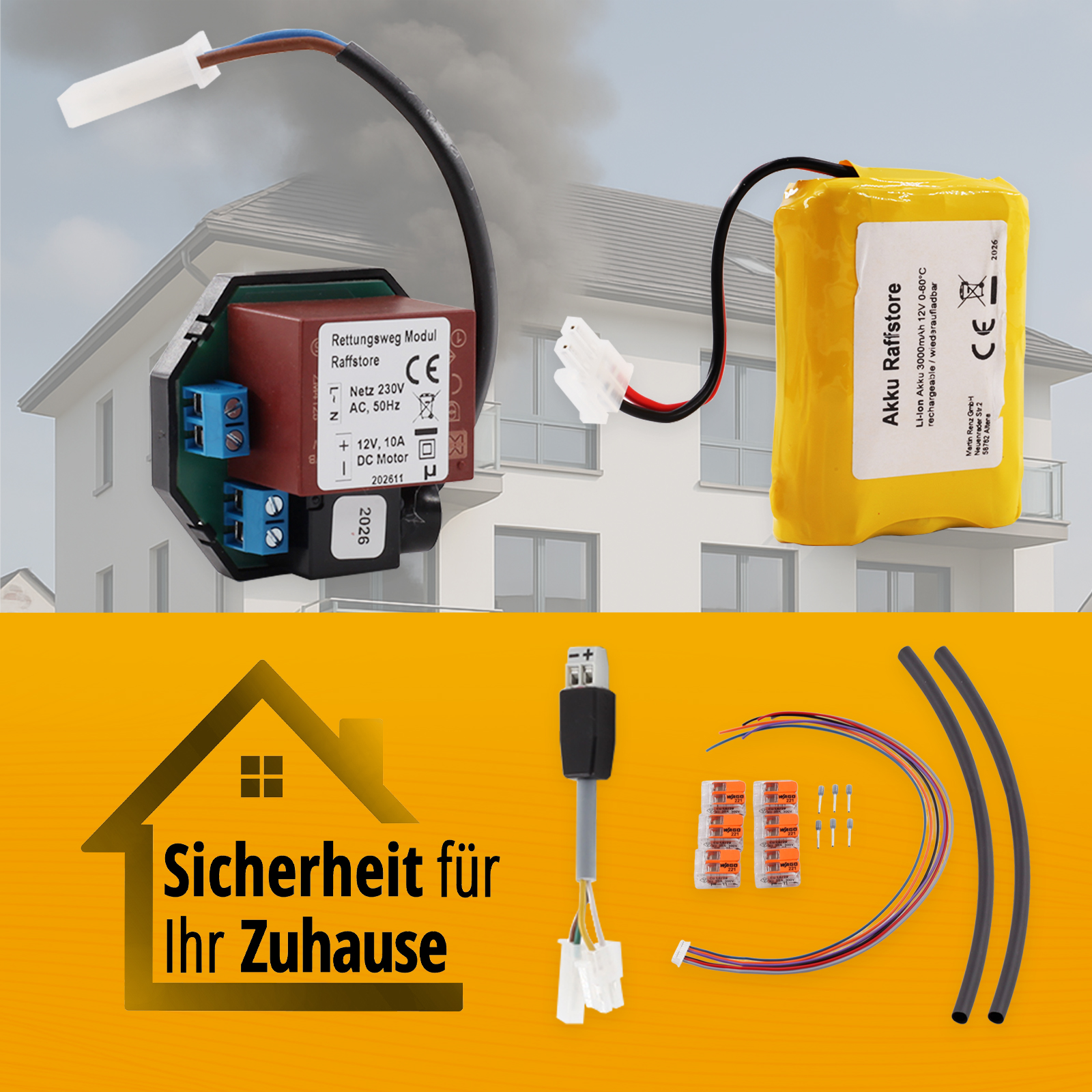 Fluchtwegmodul Raffstore (2. Rettungsweg) kpl. mit Akku