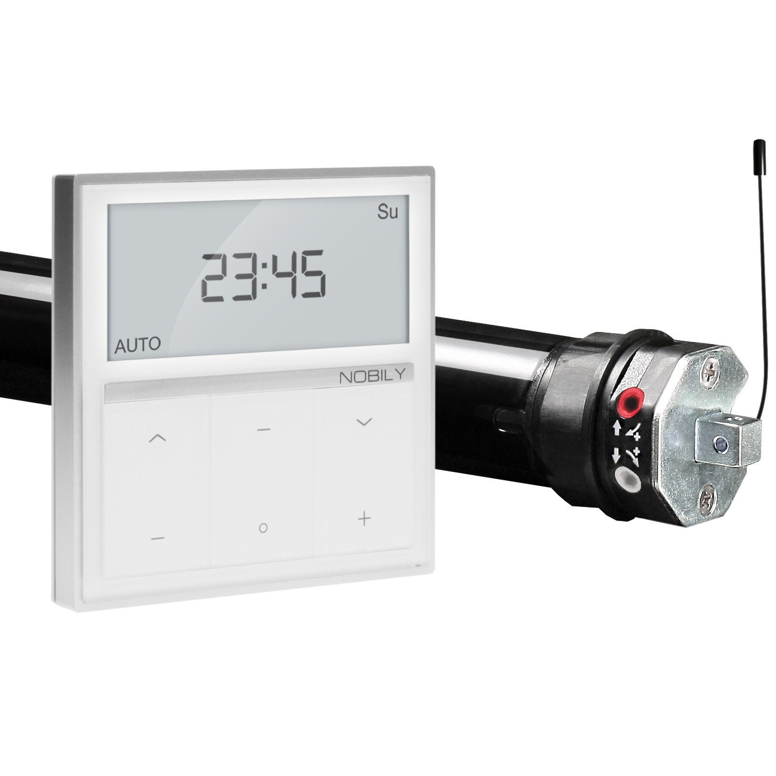 NOBILY Komplettset inkl. Funk-Rollladenmotor PR4, 1-Kanal Funk-Wandsender Timer Exquisit u. Rollladenwelle 100cm Zugkraft 13Nm / 36kg SW40