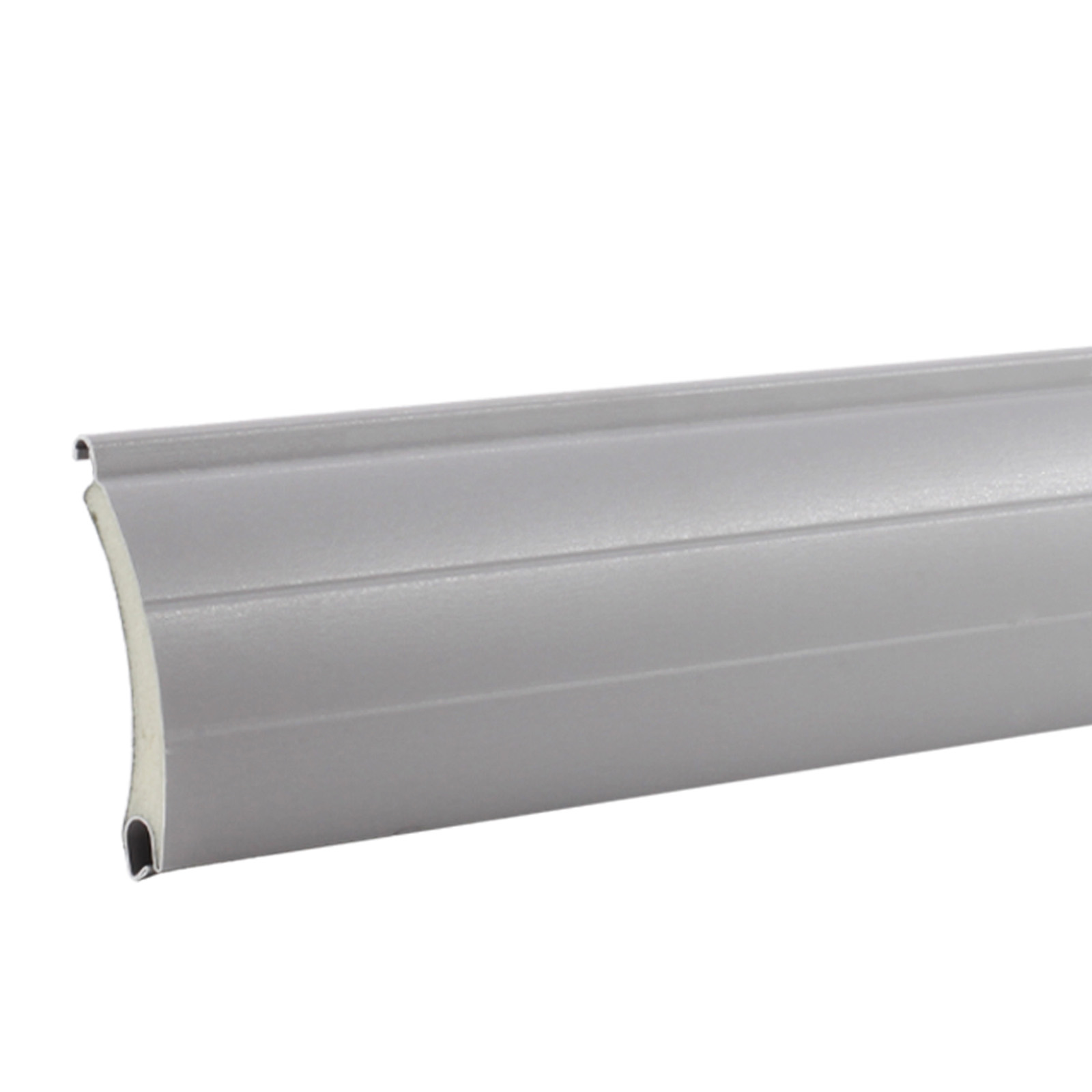 1x Rolladen Lamelle aus Aluminium ohne Lichtschlitze in Grau, 37mm Deckbreite, 980mm Länge