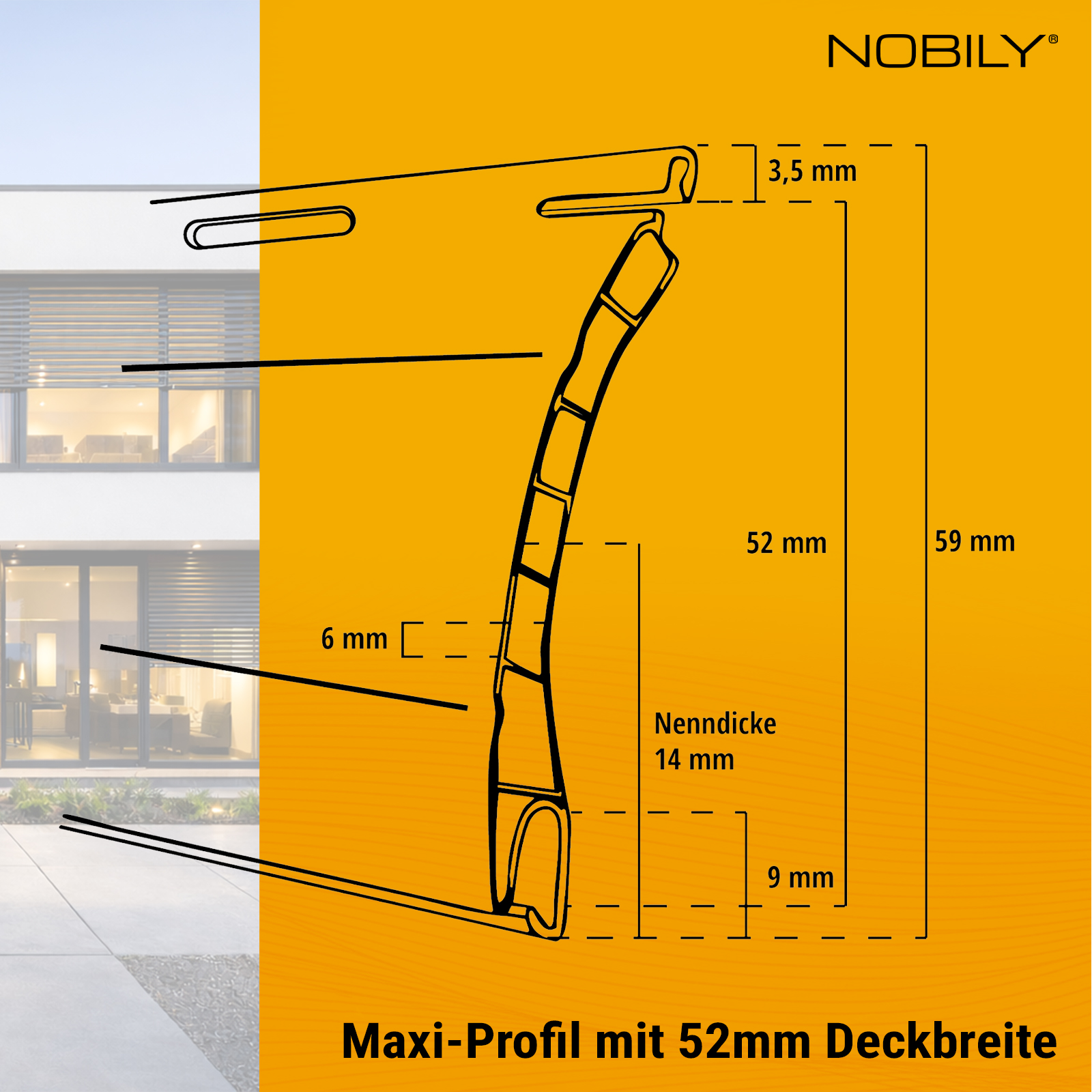1x Rolladen Lamelle aus Kunststoff (PVC) in Beige, 52mm Deckbreite, 980mm Länge