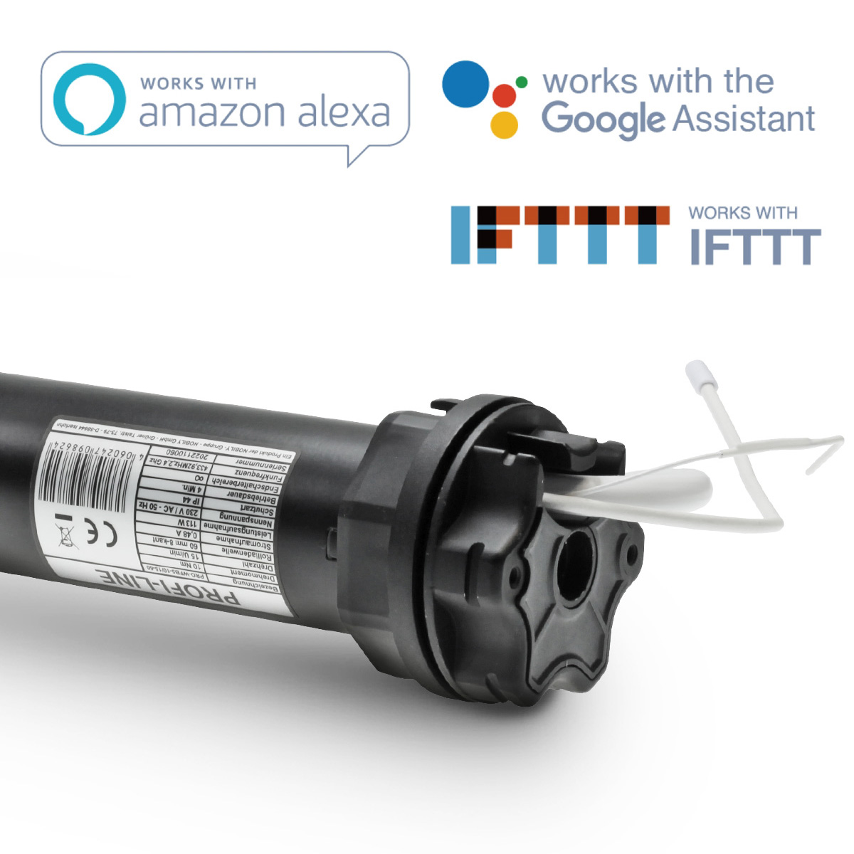 Profi-Line WLAN Funk-Rollladenmotor PRO-WFB5-10 Zugkraft 10Nm / 25kg SW60 inkl. int. Funkempfänger