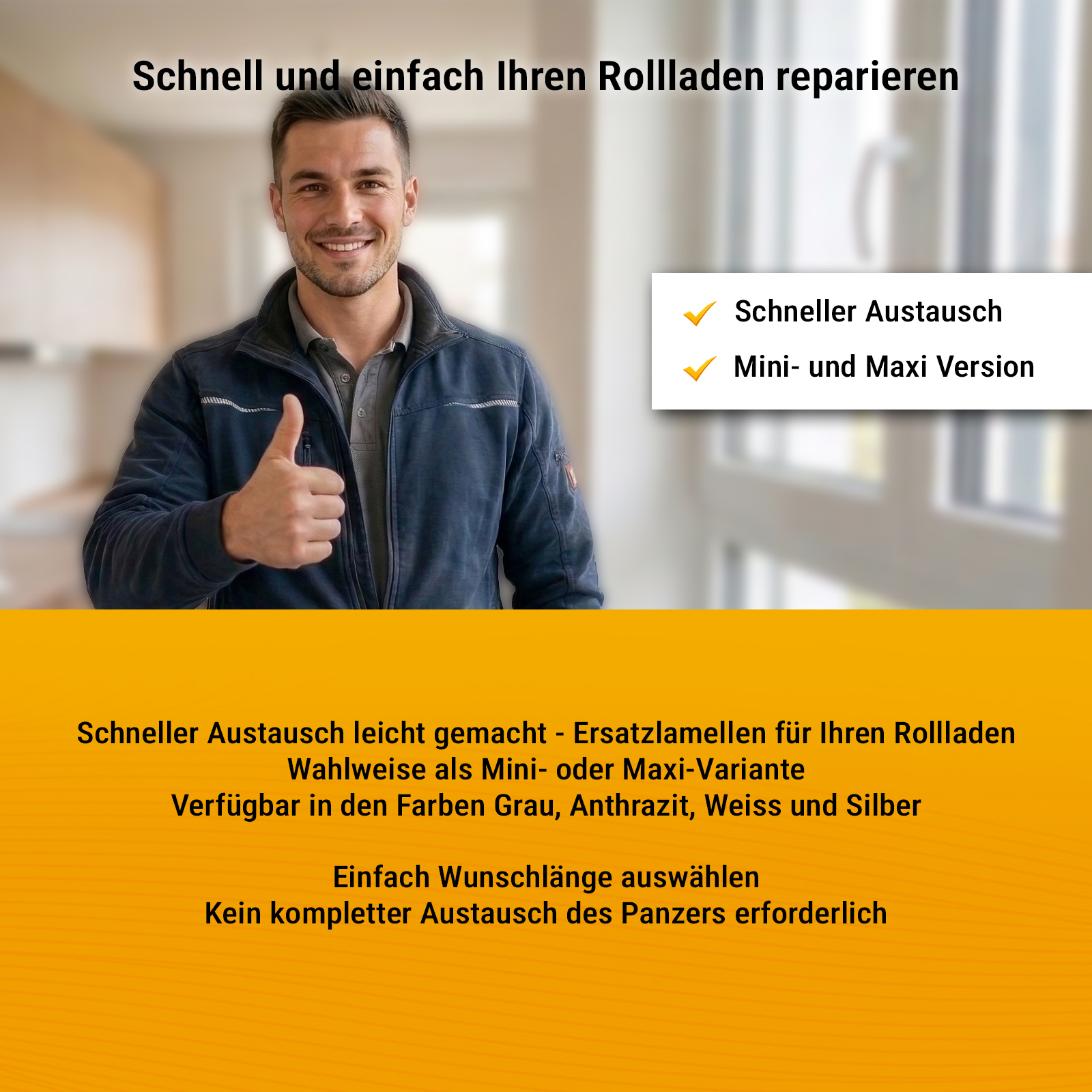 1x Rolladen Lamellen aus Aluminium ohne Lichtschlitze Silber, 52mm Deckbreite, 980mm Länge