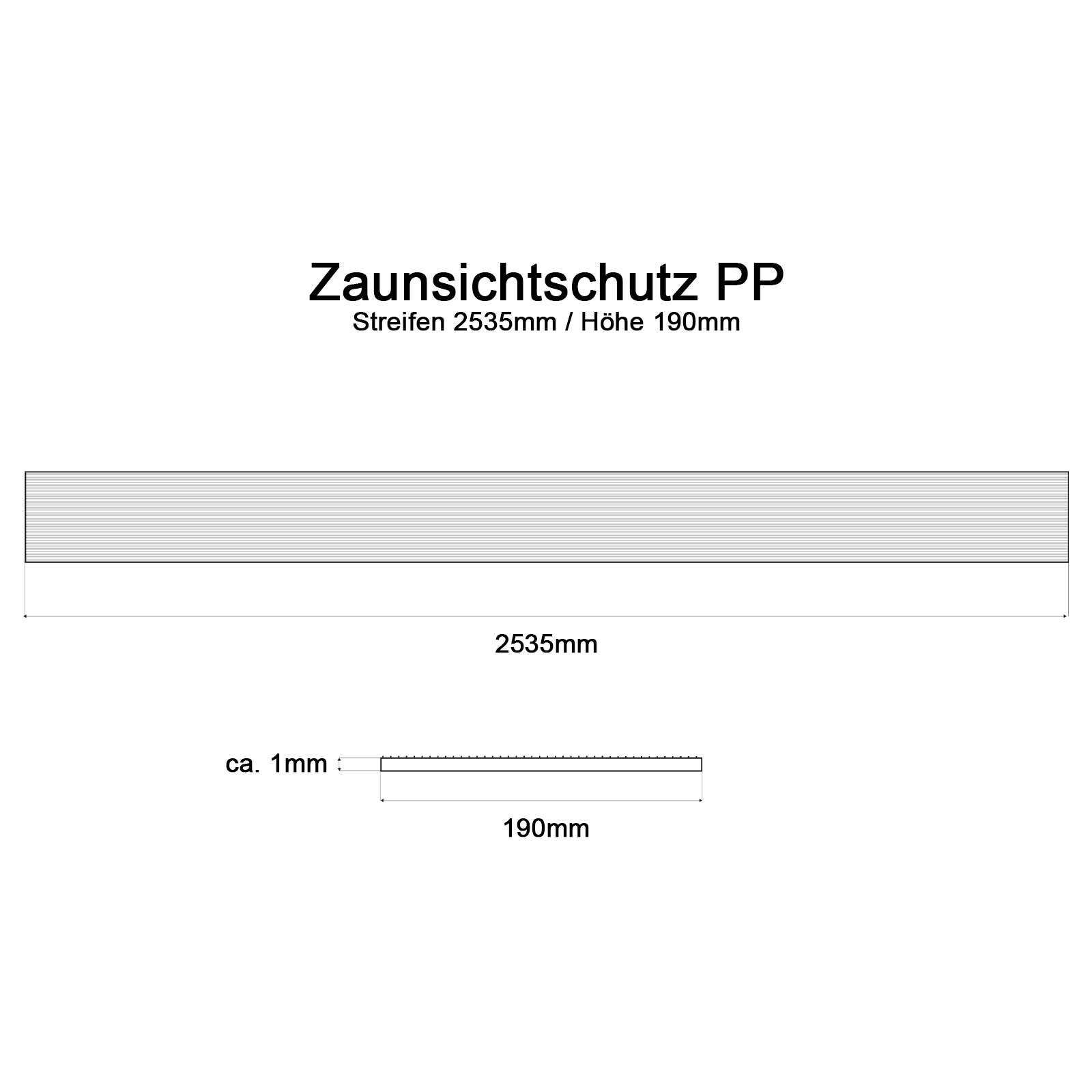 PREMIUM Zaunsichtschutz-Streifen HART-PVC, 2535 x 190 mm
